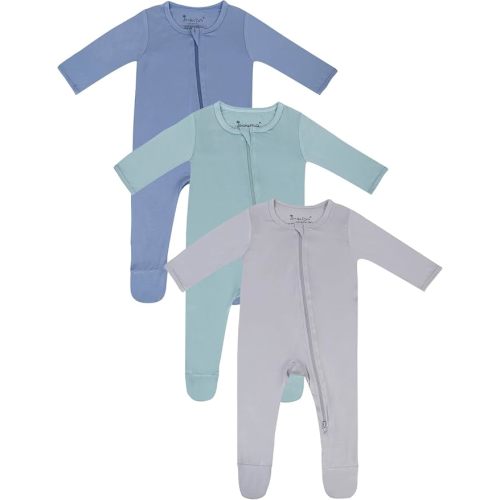 Jimonda Baby Romper Boys Girls Bamboo Pajamas 2-Way Zipper Footed Unisex Zip-Up Sleepers Sleep and Play pjs