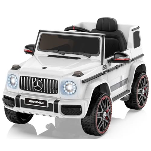 ANPABO Licensed Mercedes-Benz G63 Car for Kids, 12V Ride on Car w/Parent Remote Control, LED Headlights, Music Player & Horn, Soft Start, Low Battery Prompt, Kids Electric Vehicle, White
