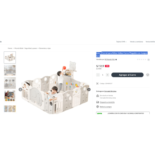 Baby
|
Corral para Niños Vallas Cerco Plegable con Juegos Gris
