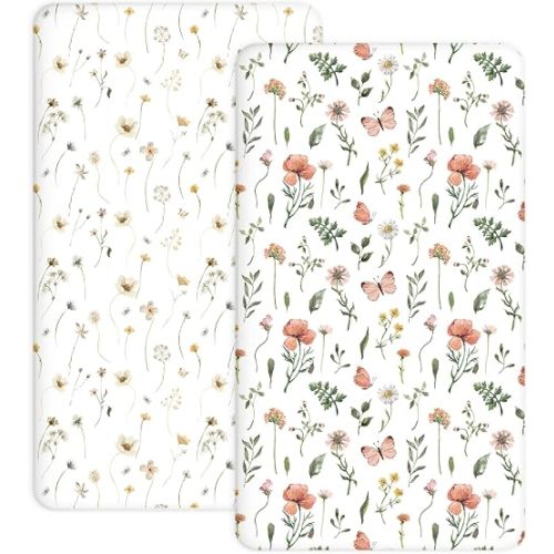 Crib Sheets 2 Pack, 28"x52" Fitted Baby Sheets for Boys & Girls