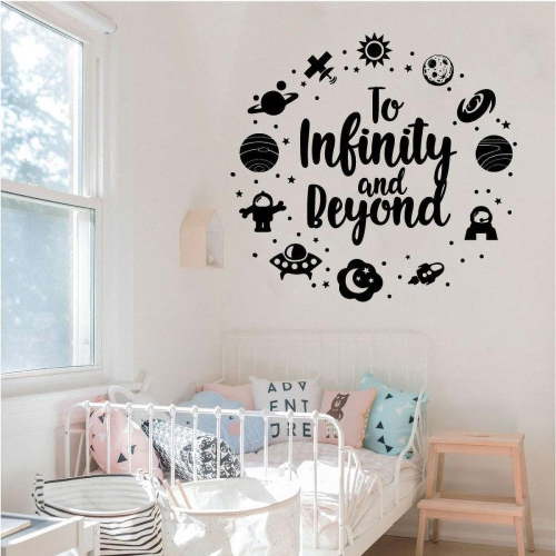 To Infinity And Beyond Buzz Lightyear Toy Story Character Disney Quote Universe Wall Decal For Kids Room Nursery Room Bedroom Wall Sticker Decoration Boys Girls Room Wall Design Size (40x40 inch)