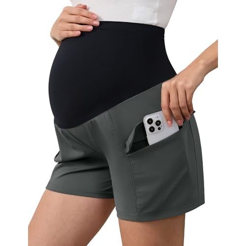 POSHGLAM Women‘s Maternity Shorts Over Belly Workout Running Casual Summer Pregnancy Shorts