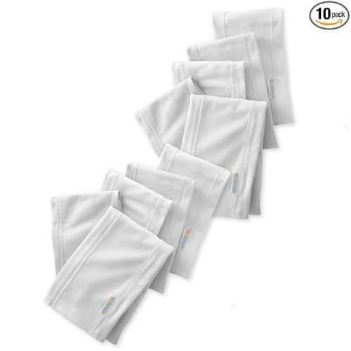 Bailey 10-Pack Burp Cloths 100% Organic Cotton Knit for Newborn & Baby Boys & Girls, White, One Size
