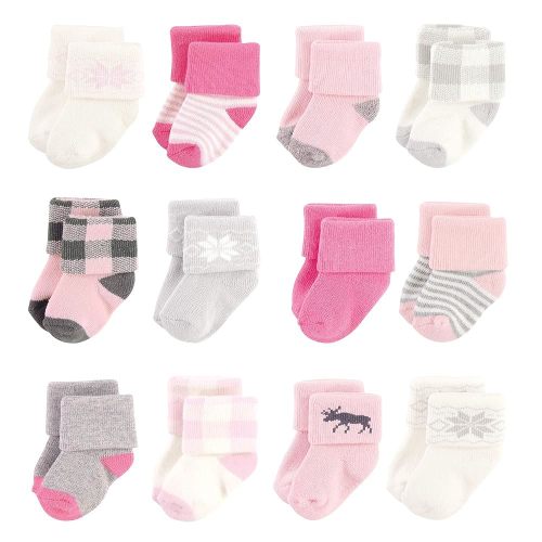 Hudson Baby Baby Girls' Cotton Rich Newborn and Terry Socks