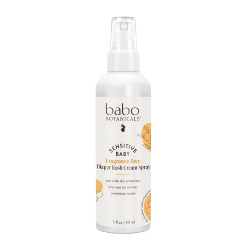 Babo Botanicals Sensitive Baby Fragrance-Free Diaper Rash Cream Spray - No touch, mess-free application - 14.9% Zinc Oxide - Shea Butter, Olive Oil & Aloe Vera - For Babies – 3fl.oz.