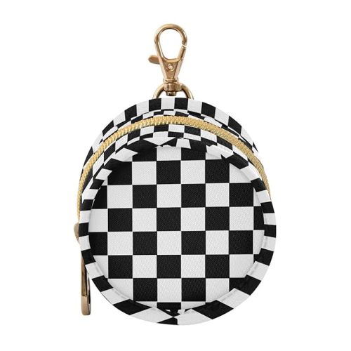 Checkered Plaid Black Print Pacifier Holder Case with Metal Clip Portable Pacifier Storage Container for Boys Girls