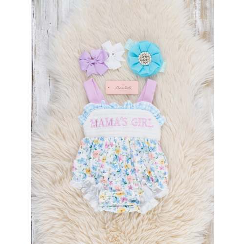 MAMA'S GIRL Petal Hem Smocked Ruffle Bubble Romper