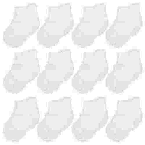 CozyWay Baby Socks Ankle Comfy Cotton Socks For Girls and Boys Babies No Show Infant - 6-12 Months Unisex White - 12 Pack