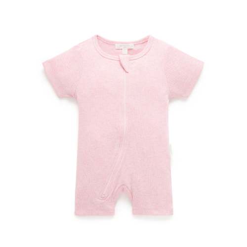 Short Ribbed Zip Growsuit