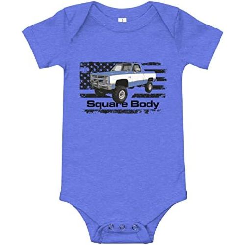 1980s Vintage Pickup Truck Chevy Square Body Silverado C10 K10 Baby Onesie Short Sleeve one Piece