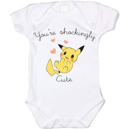 You are Shockingly Cute Unisex Baby Bodysuit (3-6 MO) – Funny Newborn Bodysuit, Hand Screen Printed, 100% Cotton, Unique, Made in USA White