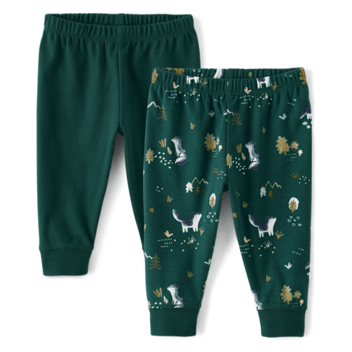 Baby Boys Wolf Pants 2-Pack - Green