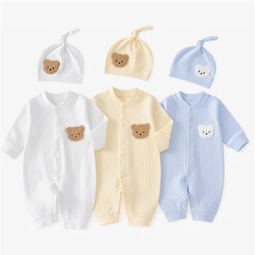 3-Pack Newborn Baby Boy Girl Clothes with Hat, 100% Cotton