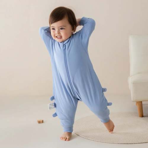 All Season Long Sleeve Sleep Sack Walker 1.0 TOG - Organic Cotton & Camel Wool - Quiet Sky