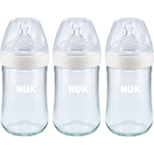 NUK Simply Natural Glass Bottles, 8 Oz, 3 Pack