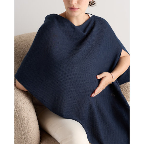 Lightweight Cotton Cashmere Nursing Shawl in Atlas Navy