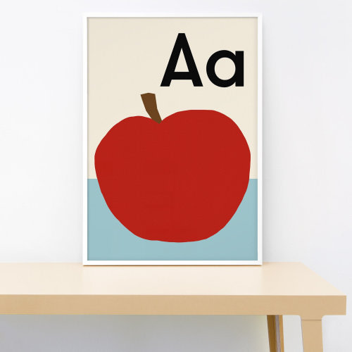 Apple Alphabet Print: Letter A, Nursery Wall Art