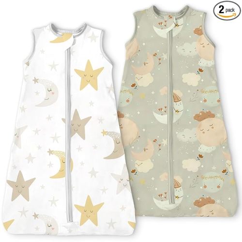 Sleep Sack 0-6 Months 2-Pack,0.5 TOG Summer Wearable Blanket with 2-Way Safe Zippers,Soft Sleeping Bag for Babies