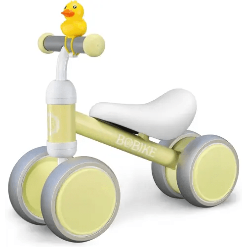 Baby Balance Bike Toys for 1 Year Old Gifts Boys Girls 10-24 Months Kids Toy Toddler Best First Birthday Gift Children Walker No Pedal Infant 4 Wheels Bicycle (Macaron Yellow)