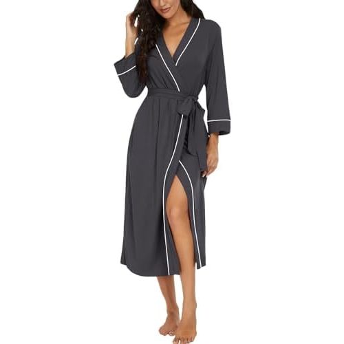 PrinStory Womens Robe Long Knit Bathrobe Lightweight Soft Robes Ladies Bath Robe