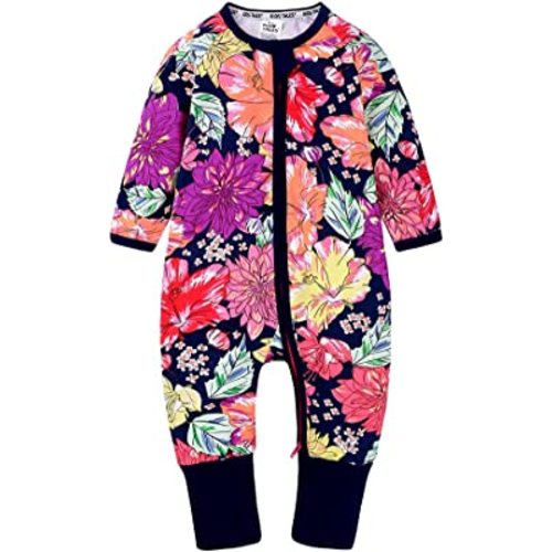 Kids Tales Infant Baby Striped Footed Handed Pajama Sleeper Zipper Romper