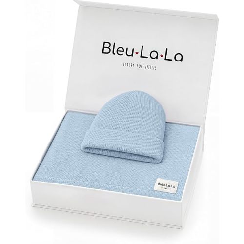 Baby Gift Set - Organic Cotton Newborn Blanket Essentials, Thoughtful Baby Shower & New Baby Gift for Boys & Girls (Luxe - Sky Blue)