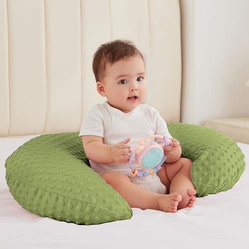 ANHEBEIBEI Nursing Pillow for Bottle and Breastfeeding, Ergonomic Comfort Nursing Essentials for Mom and Baby, Feeding Support Pillow with Removable Cover, Easier and Healthier Nursing (Dark Green)