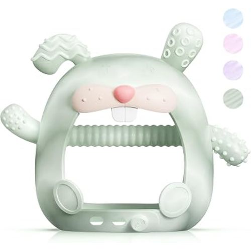 akolik Baby Teething Toys,Teething Relief Teether Toys for Babies 0-3-6-9-12 Months,Silicone Teething Mitten Toys,Anti Dropping Wrist Hand Teethers Baby Chew Toys,Baby Essential,BPA-Free(Green)