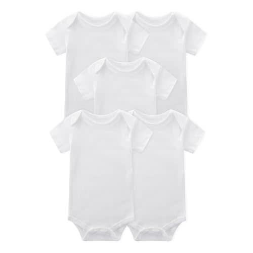 Unisex Baby 5-pack Onesie Bodysuits Baby Boy Clothes Short Sleeve | Baby Clothes 0-24 Months White Black 100% Cotton Baby Onesie Outfits Registry Must Haves Essentials Gifts for Girls Boys