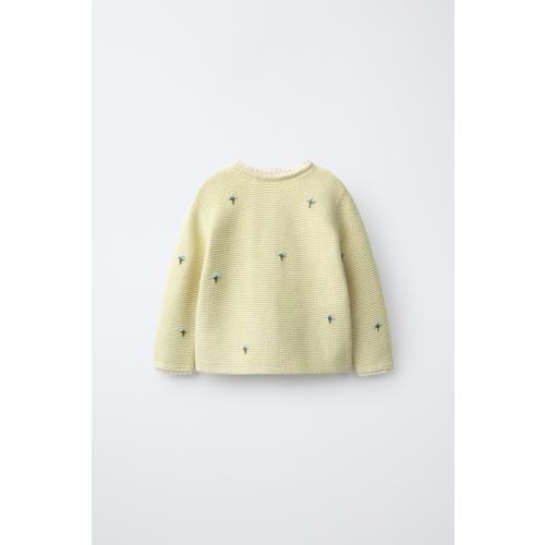 FLORAL EMBROIDERY LACE KNIT JUMPER - Light green | ZARA United States