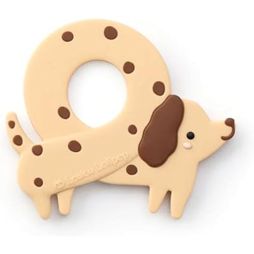 Loulou Lollipop Silicone Teether for Babies 4 Months and Up, Textured Teething Toy for Sore Gums, BPA-Free Food-Grade Silicone, Easy to Hold, Dishwasher & Freezer Safe, Pretzel Dog