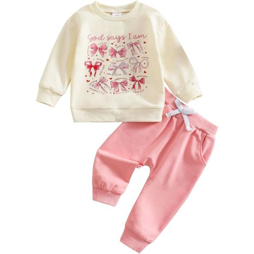 Baby Girl Fall Winter Outfit Infant Letter Print Long Sleeve Sweatshirt and Jogger Pants 6 12 18 24M 2T Girl Clothes