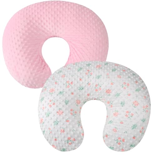 Dot Nursing Pillow Cover Set 2 Pack Nursing Pillow Slipcovers, Ultra Soft Compatible with Boppy Pillow,Standard Pillow for Baby Boy Girl Light Pink, Floral