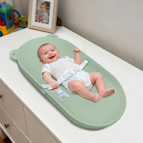 Baby Changing Pad, EVA Waterproof Non-Slip Changing Table Pad with Adjustable Strap for Dresser Changing Table Nursery, Portable Diaper Changing Pad, Green