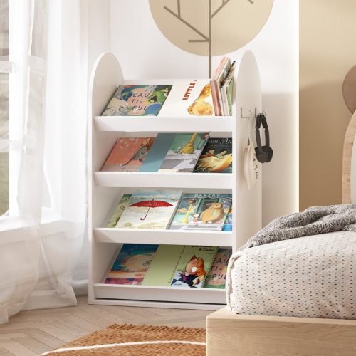 Isabelle & Max™ Arlease 4 Tier Kids Bookshelf and Book Storage, Organizer with Two Hooks & Reviews | Wayfair