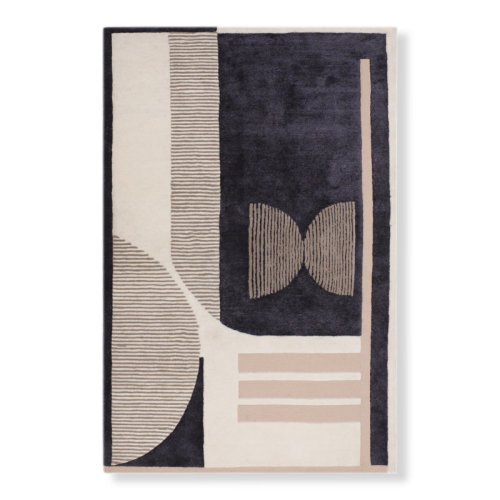 LOOMY Tufted Wool Area Rug in Black/Beige/Wheat | Wayfair