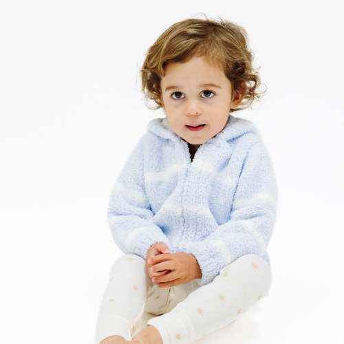 Chenille - Light Blue & Ivory Stripe Hooded Jacket – Angel Dear