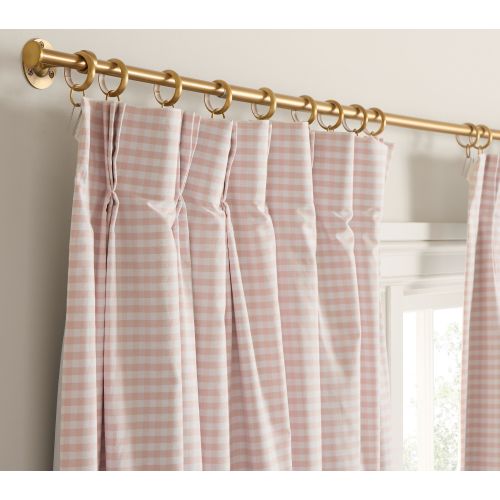 Pinch Pleat Gingham Window Curtains, 44"W x 84"L, Blush