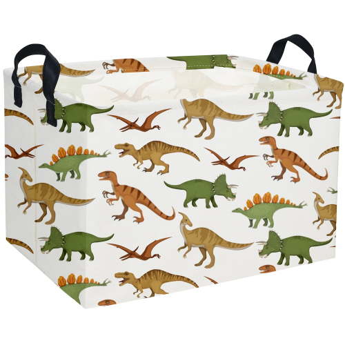 Rectangular Kids Storage Bin Dinosaur Basket Cartoon Storage Basket with Handles for Organizing Home Kitchen Boys and Girls Toys Bins Shelf Baskets(Dinosaur)