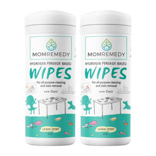 MomRemedy Hydrogen Peroxide Cleaning Wipes, Household, All Surfaces, Non-Toxic, 2 Count
