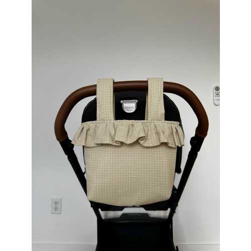 Handmade Yellow Gingham Ruffle Stroller Bag, Removable Stroller Caddy, Baby Shower Gift