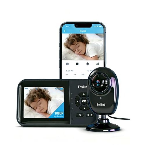 No WiFi Baby Monitor, 1080P High Definition Screen, Baby Monitor with Camera and Audio, Night Vision, 2-Way Talk, VOX, 5 Lullabies, 1200ft Long Range 2.8" LCD Display for Home Use