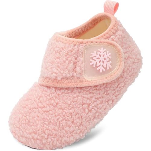Scurtain Toddler Slippers Winter Boots Kids Slippers Girls Boys Toddler Snow Boots Baby Warm Socks Lightweight House Shoes Non-Slip Ankle Booties Walking Shoes