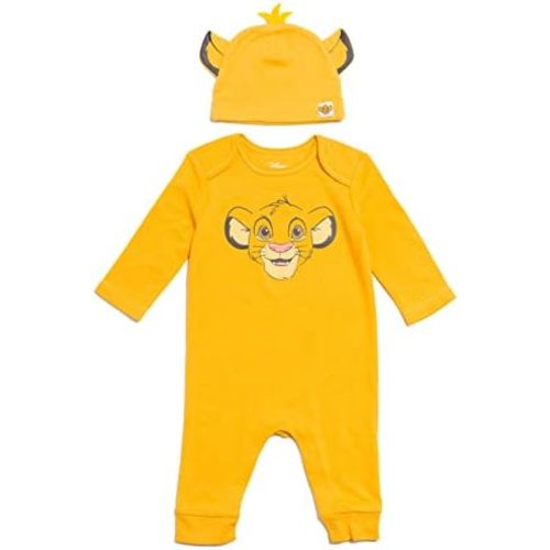 Disney Winnie the Pooh 101 Dalmatians Lion King Mickey Mouse Minnie Mouse Baby Snap Coverall and Hat Newborn to Infant