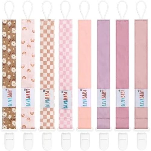 ALVABABY Pacifier Clip Binky Holder Christmas Pacifier Clips Universal Paci Clip Leash for Teether Soothie 8 Pack 8DP17-CA