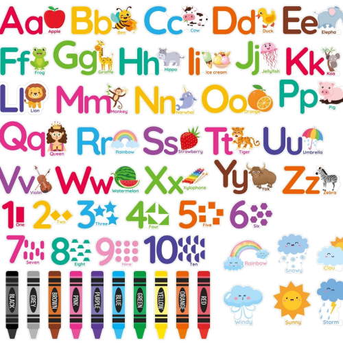 55 Pcs Colorful Cartoon Decals Vinyl Wall Stickers Children's Bedroom Kids Playroom Kindergarten Classroom Decor Peel and Stick