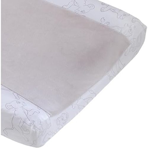 Disney Lion King - Wild About You Taupe and White Super Soft Changing Pad Cover