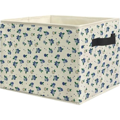 Blueberry Fruit Storage Bin Box, Rustic Summer Fruit Blueberry Collapsible Storage Basket Organizer for Kids Room Nursery Bedroom Bathroom Home Clothes Toys Books, Toybox for Kids