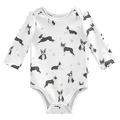vvfelixl Baby Bodysuits Black Pug White Long Sleeve Cotton Baby Clothes For Boys Girls 0-24 Months
