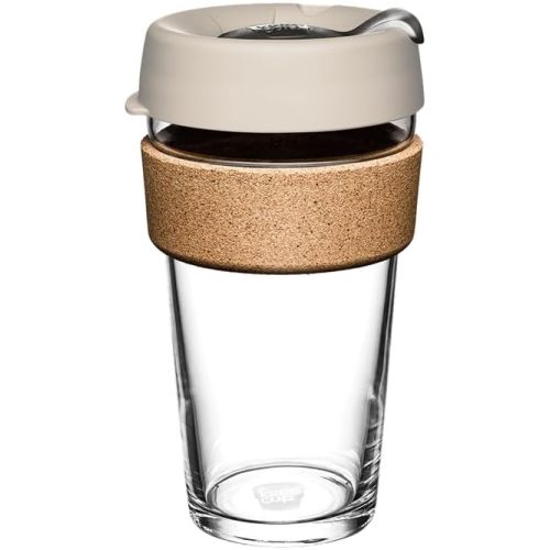 KeepCup Brew Cork - Reusable Coffee Cup Tempered Glass and Natural Cork, L 16oz/454ml - Filter